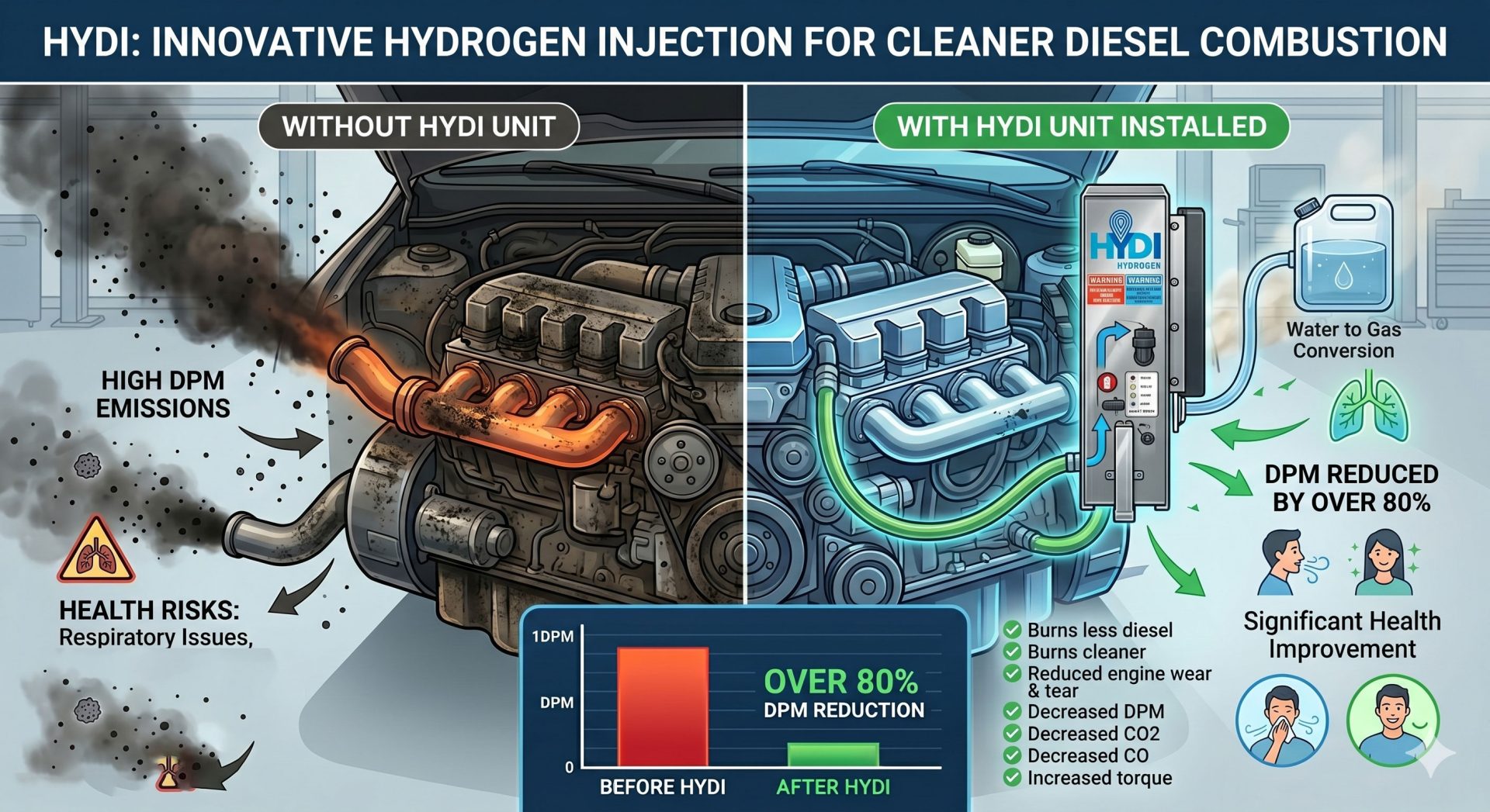 Diesel Particulate Matter Reduction - HYDI Hydrogen Direct Injection